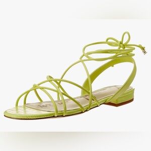 Sam Edelman Lime Green Lace-Up Sandals | Y2K Square Toe Minimal Chic, sz 8 =